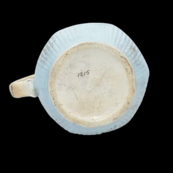 Vintage Hand Painted Pitcher Leaf & Web Design Blue Purple Yellow Tan Gold - Picture 6 of 8